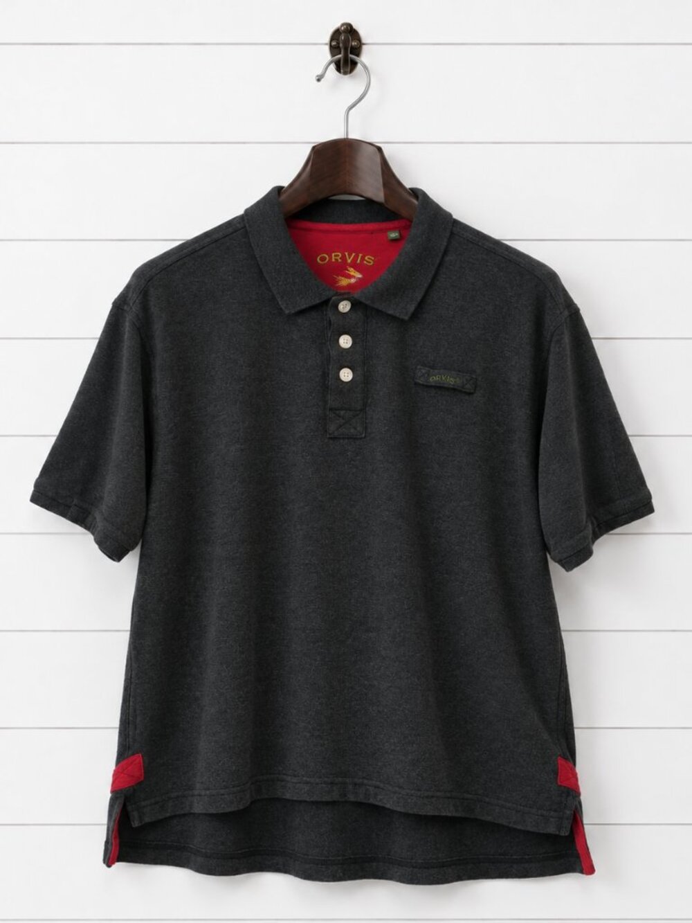 Orvis Men’s Large 100% Cotton Polo Charcoal Gray Fly Fishing Pheasant